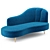 Elegant Peacock Velvet Chaise 3D model small image 1