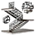 Elegant Laser Cut Metal Staircase 3D model small image 1