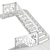 Elegant Laser Cut Metal Staircase 3D model small image 6