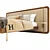 Modern Wooden Bed with Canaletta Walnut Frame and Upholstered Headboard 3D model small image 6