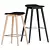 Title: Sleek Fiber Bar Stool with Wood Base 3D model small image 3