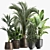 Tropical Plant Collection in Metal Vases 3D model small image 5