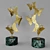 Golden Butterfly Statuette Set on Green Marble Stand 3D model small image 1