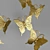 Golden Butterfly Statuette Set on Green Marble Stand 3D model small image 2