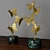 Golden Butterfly Statuette Set on Green Marble Stand 3D model small image 3