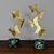 Golden Butterfly Statuette Set on Green Marble Stand 3D model small image 4