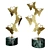 Golden Butterfly Statuette Set on Green Marble Stand 3D model small image 5
