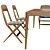 Sustainable Oak Chair & Dining Table 3D model small image 5