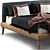 Elegant Wood Bed with Upholstered Headboard 3D model small image 2