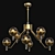 TUM Lampatron: Elegant Metal and Glass Chandelier (Brass/Gold, 8 Lamps, 82x62cm) 3D model small image 2
