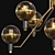 TUM Lampatron: Elegant Metal and Glass Chandelier (Brass/Gold, 8 Lamps, 82x62cm) 3D model small image 5