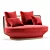 Paradise Bird: Elegant 2 Seater Fabric Sofa 3D model small image 1