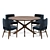 Modern Velvet Shadow Task Chair & Spider Round Dining Table 3D model small image 5