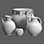 Antique Black Terracotta Vases 3D model small image 4