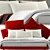 Elegant Fabric Double Bed 3D model small image 5