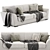 Elegant Malmaison 4 Seater Sofa 3D model small image 3