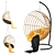 Natural Yellow Rattan Hanging Chair Set 3D model small image 1