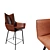 Soho Brown Eco-Leather Barstool 3D model small image 3