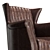 Vintage Style Brown Armchair - Coak Wood & Faux Leather 3D model small image 6