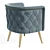Champagne Velvet Accent Chair 3D model small image 2