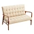 Retro Mid Century Leather Sofa 3D model small image 1