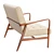 Retro Mid Century Leather Sofa 3D model small image 3