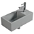 Compact Solid Surface Hand Wash Basin 3D model small image 1