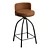 Quilted Tan Leather Swivel Stool 3D model small image 1