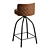Quilted Tan Leather Swivel Stool 3D model small image 4