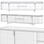 Stylish Wood and Marble Sideboard 3D model small image 2