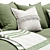 Modern White/Green 4-Seater Sofa 3D model small image 4