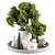 White & Green Bouquet Tray Set 3D model small image 1