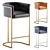 Modern Leather Bar Stool 3 Colors 3D model small image 1