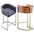 Modern Leather Bar Stool 3 Colors 3D model small image 2