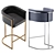 Modern Leather Bar Stool 3 Colors 3D model small image 5