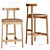 Modern Wood & Leather Stool 3D model small image 2