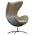 Modern Metal Base Egg Chair 3D model small image 2