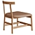 Modern Wood & Leather Dining Chair 3D model small image 2