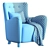 1950s Mohair Velvet Armchair Unique 3D model small image 7