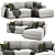 NIXON Fabric Modular Sofa: Light & Versatile 3D model small image 1