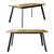 Golden Oak Wood Dining Table 3D model small image 1