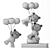 Fluffy Teddy Bear Balloons Set 3D model small image 2