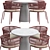 Modern Square Dining Table Set 3D model small image 1