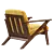Elegant Zola Lounge Chair: Gold Velvet & Walnut 3D model small image 2