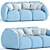 Cozy Light Blue Puffer Sofa 3D model small image 1