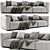 Stylish Cassina Mex Cube Sofa 3D model small image 1