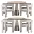 Sleek Dining Set with Ivory Armchair 3D model small image 1