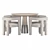 Sleek Dining Set with Ivory Armchair 3D model small image 2