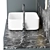 Modern Bathroom Set with Illuminated Mirror 3D model small image 2