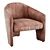 Auburn Velvet Fae Chair 3D Model 3D model small image 1
